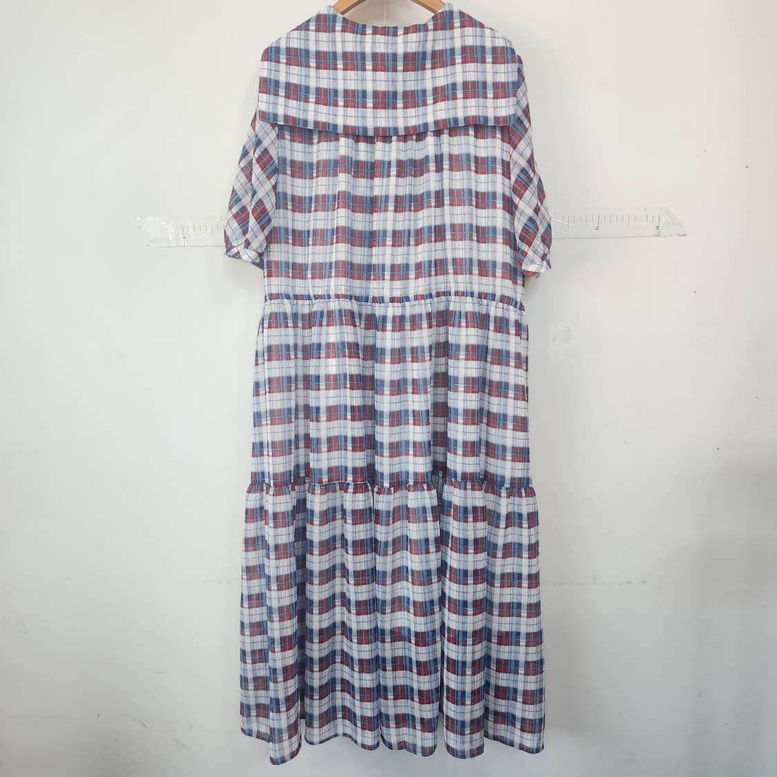 칼라거펠트 체크 롱 원피스 상품이미지8