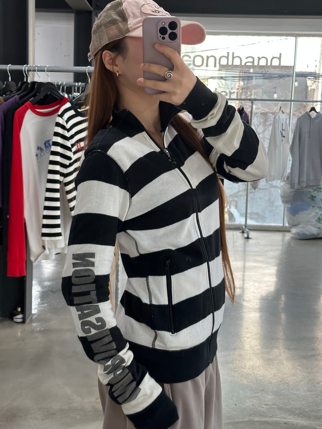 히스테릭글래머 레터링 사선지퍼 스타 스트라이프 집업 상품이미지2