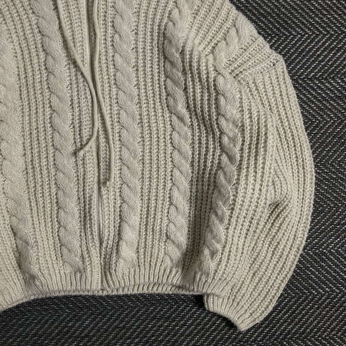 빈티지 케이블 패턴 후드 스웨터 자켓y 3129 상품이미지3