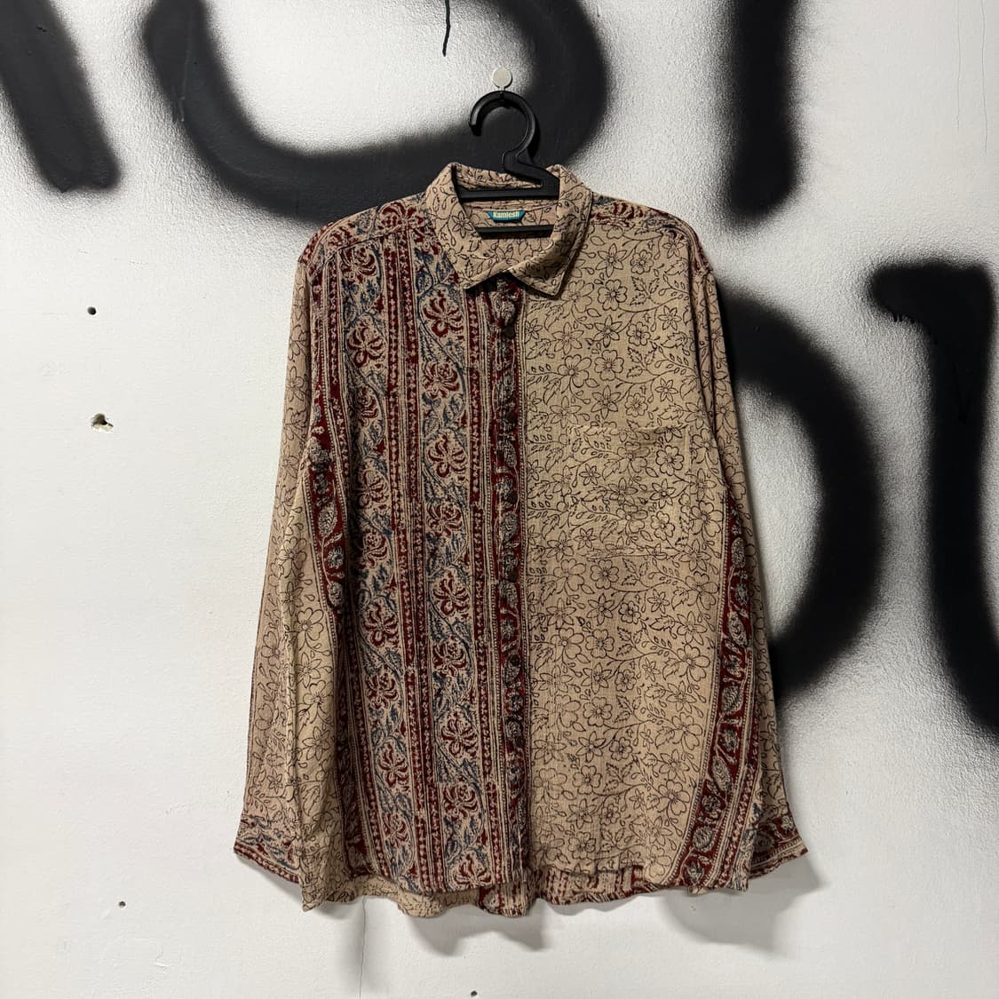 VTG 빈티지 에스닉 투톤 패턴 원포켓 긴팔 셔츠 상품이미지1