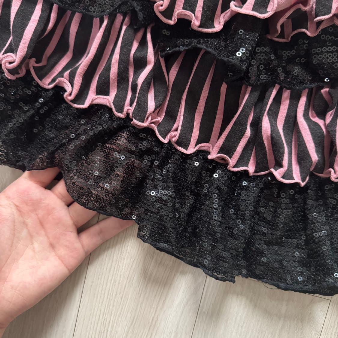 스트라이프 스팽글 대장 캉캉스커트 오네갸루 히메갸루 펑크 y2k 상품이미지2