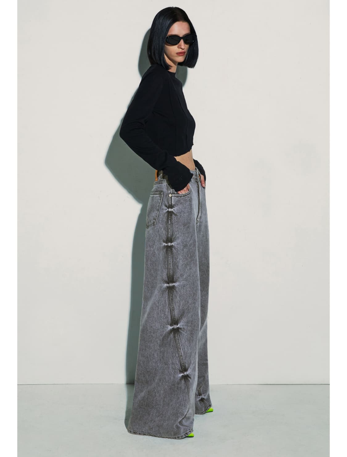 커렌트 미드 라이즈 워싱 진 그레이 상품이미지4