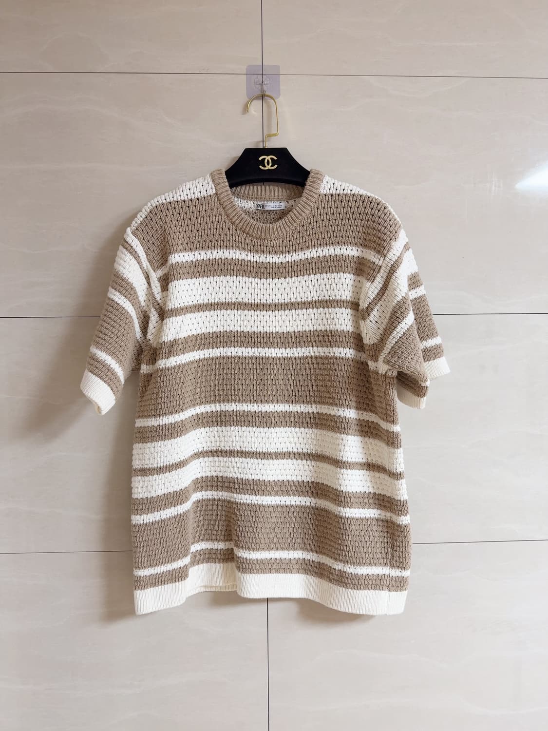 자라 스트라이프 반팔 니트 L 상품이미지5