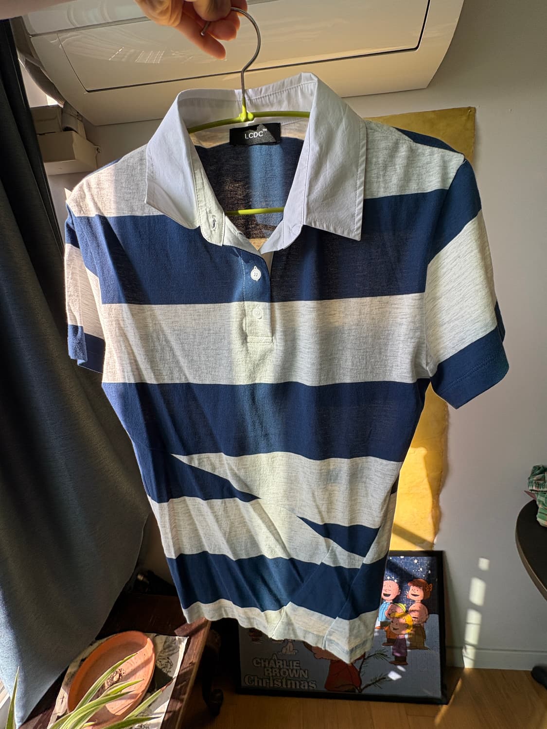 LCDC 스트라이프 오픈 카라 탑 (블루) 상품이미지4