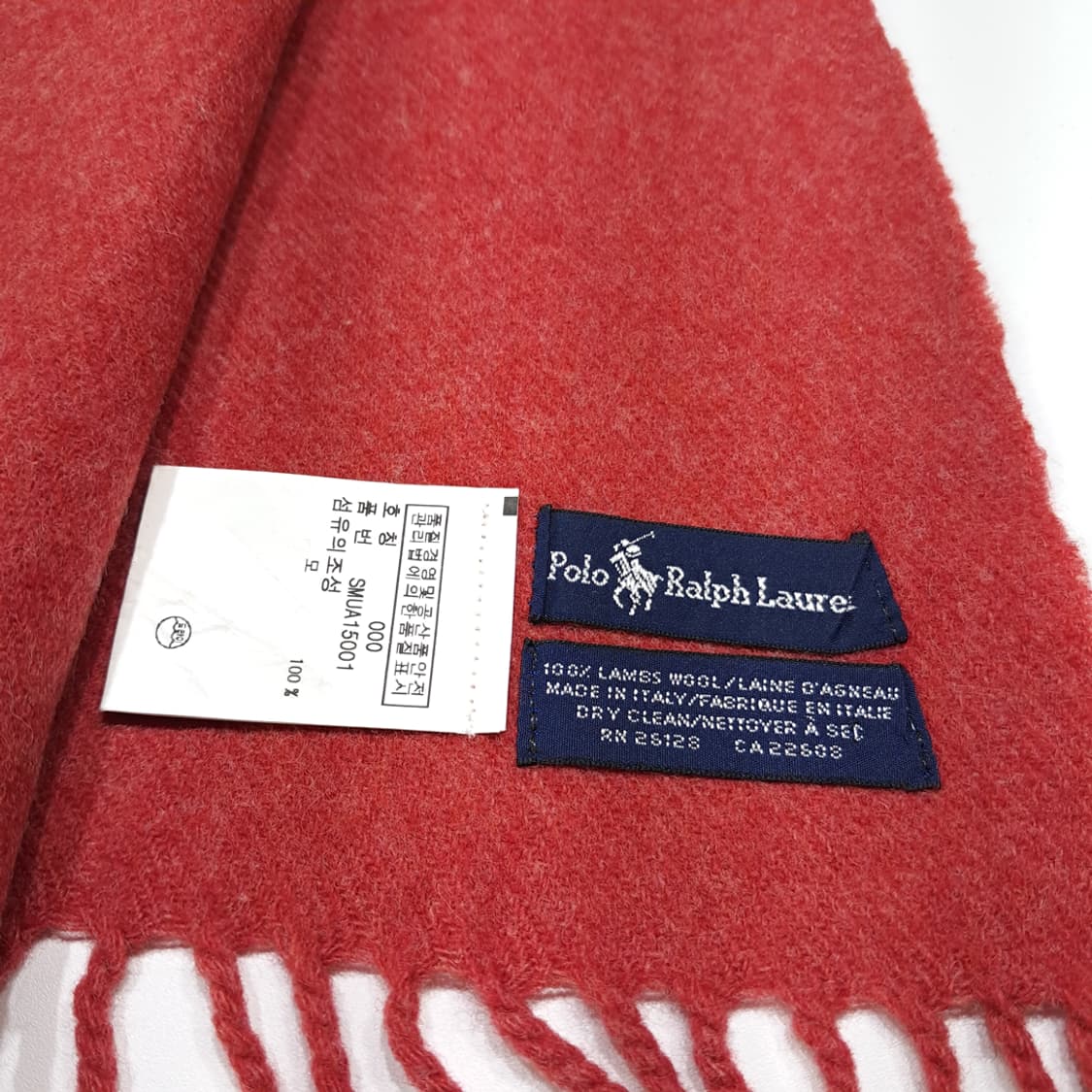 MX609 폴로 90s 이태리판 램스울 포니자수 레드 머플러 목도리 상품이미지5