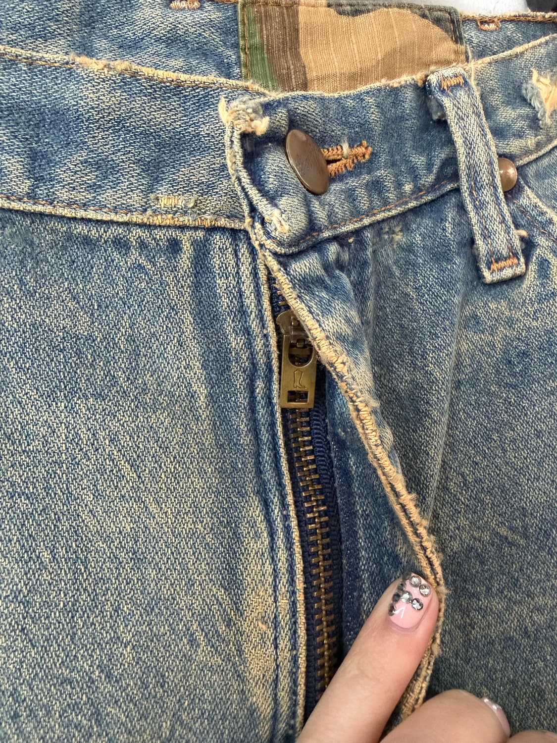 빈티지 랭글러 카모 리메이크 진 상품이미지5