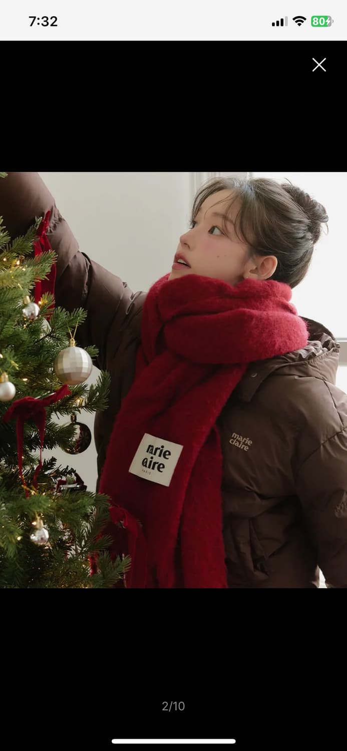 마리끌레르 퍼지 솔리드 머플러 목도리 레드 (MADDSC02MB) 상품이미지1