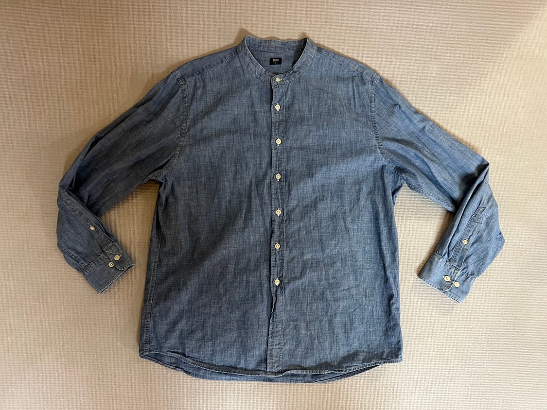 무료배송 - 유니클로 차이나넥 긴팔셔츠(블루) XL 상품이미지1