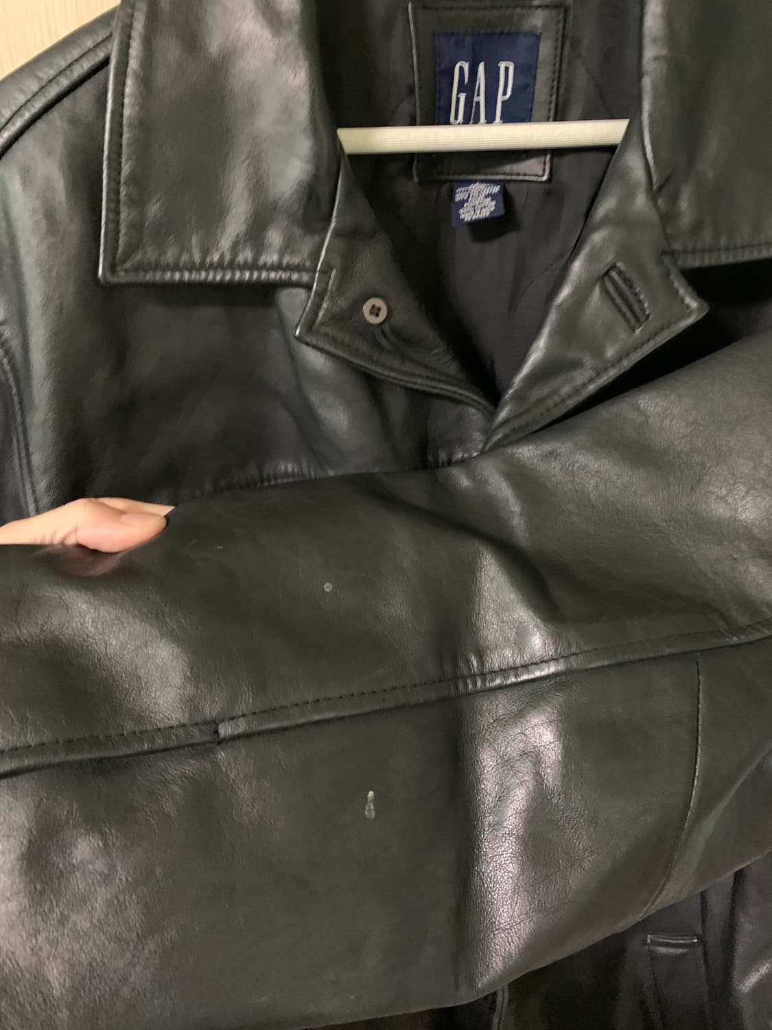 올드 갭 레더 가죽 카 코트 L 2000s 안주머니 4개 모델 상품이미지7