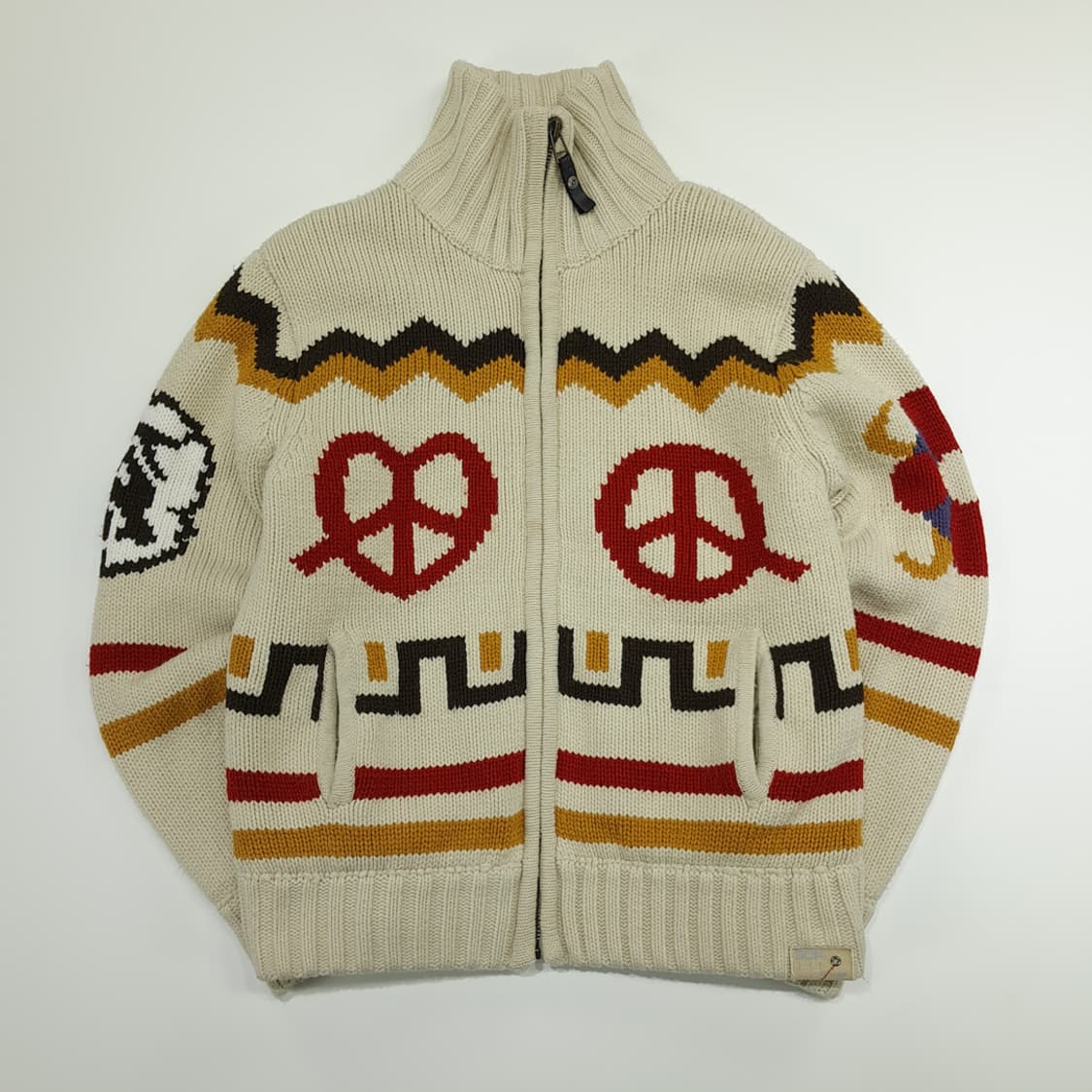 CN936 L 3QR 네이티브 그래픽 퍼안감 집업 니트 스웨터 상품이미지1