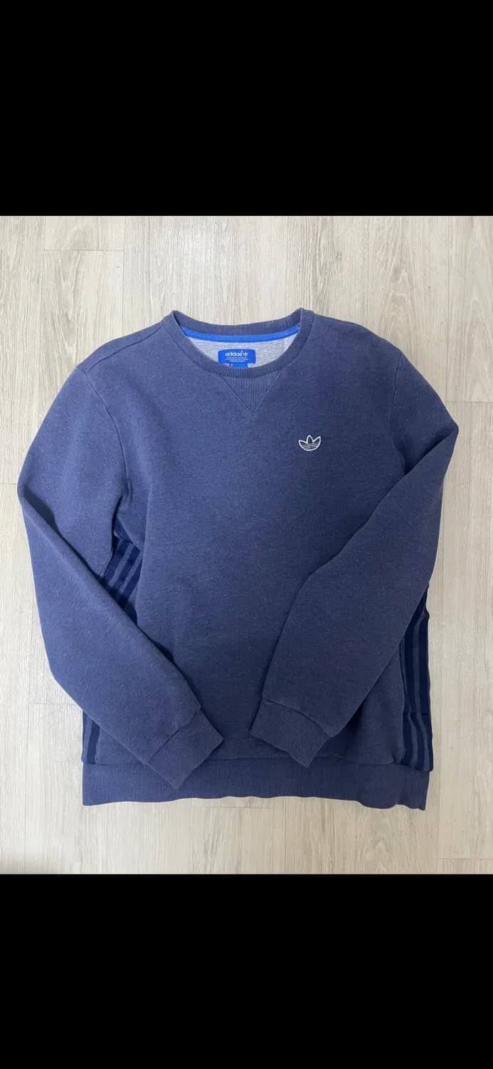 아디다스 블루 삼선 맨투맨 티셔츠 상품이미지2