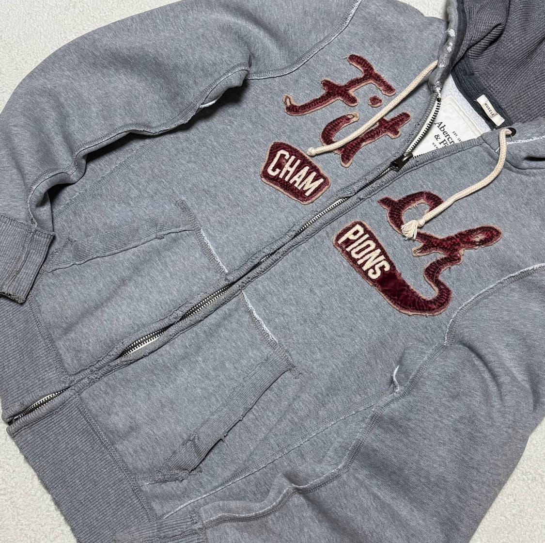 아베크롬비 그레이 버건디 후드집업 상품이미지4