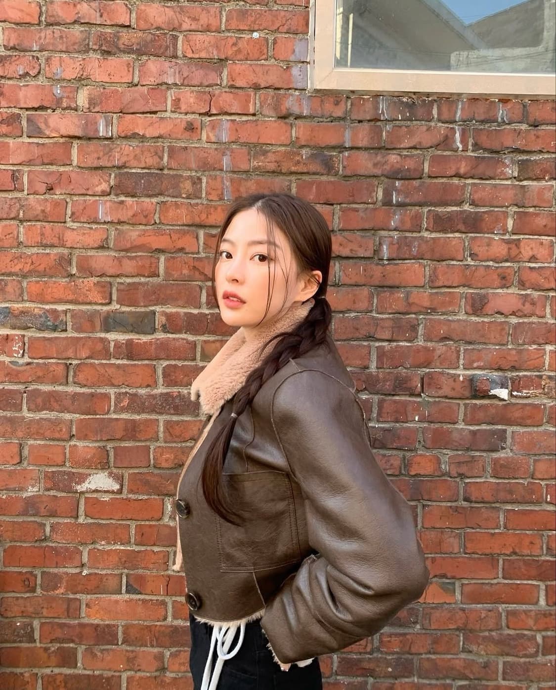 택O) [s] 낫유어로즈 숏 리버시블 레더 무스탕 브라운 상품이미지1