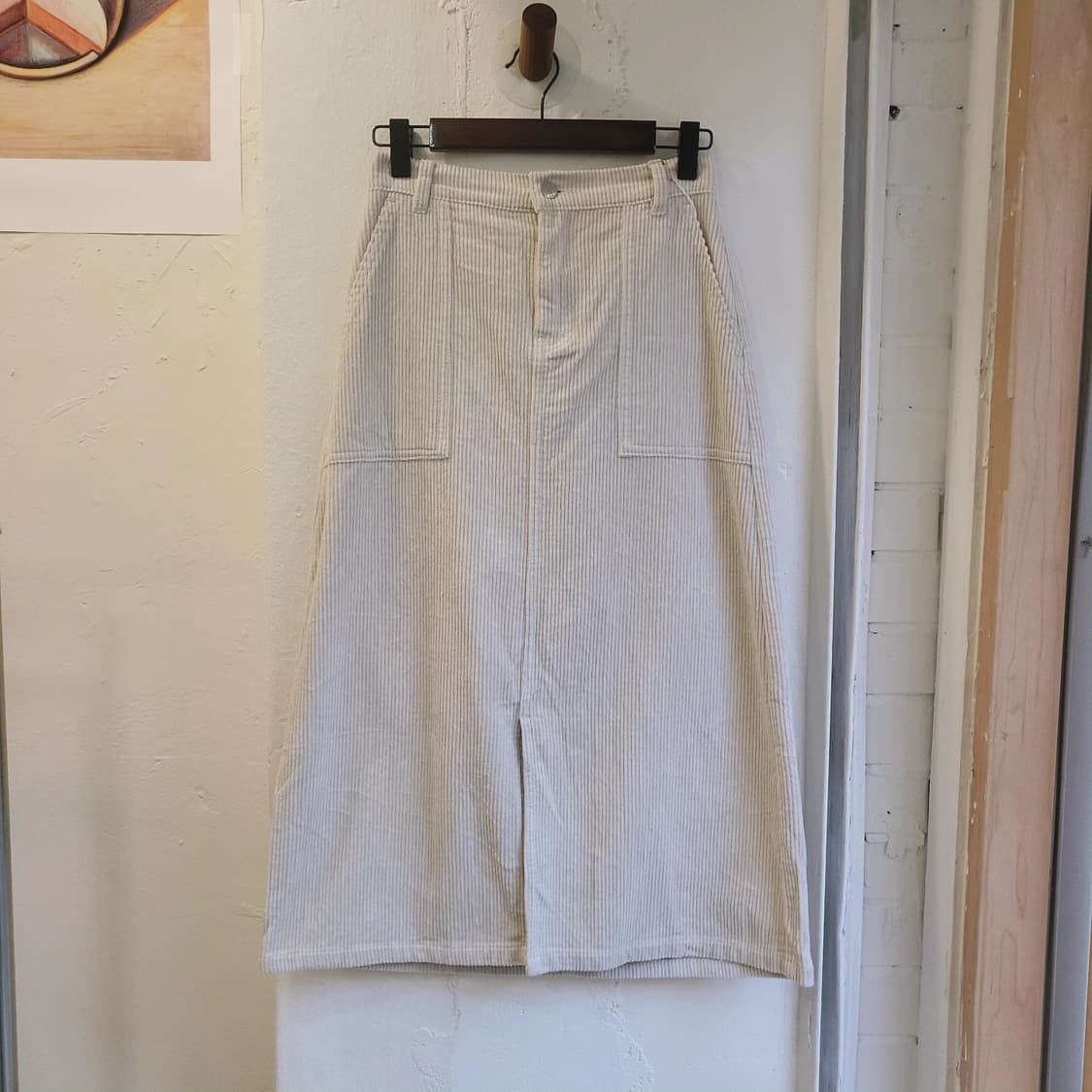 GRL 크림 코듀로이 미디스커트 상품이미지2