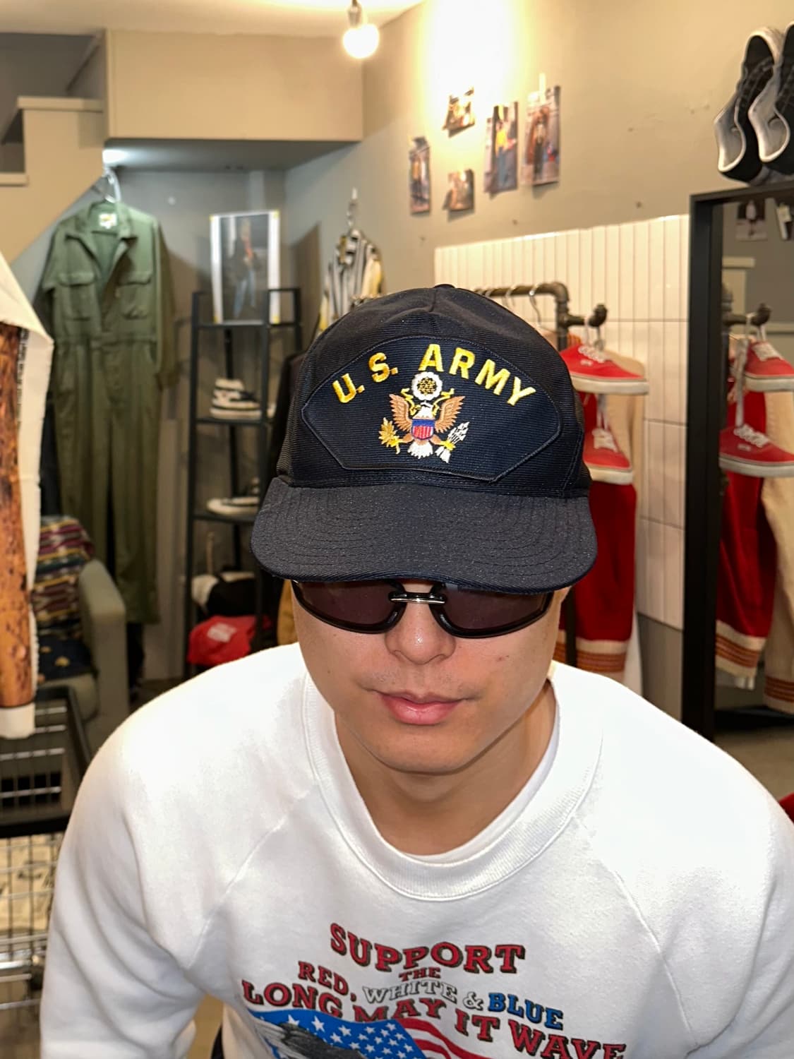 90’s US Army dark navy patch logo Cap 상품이미지2