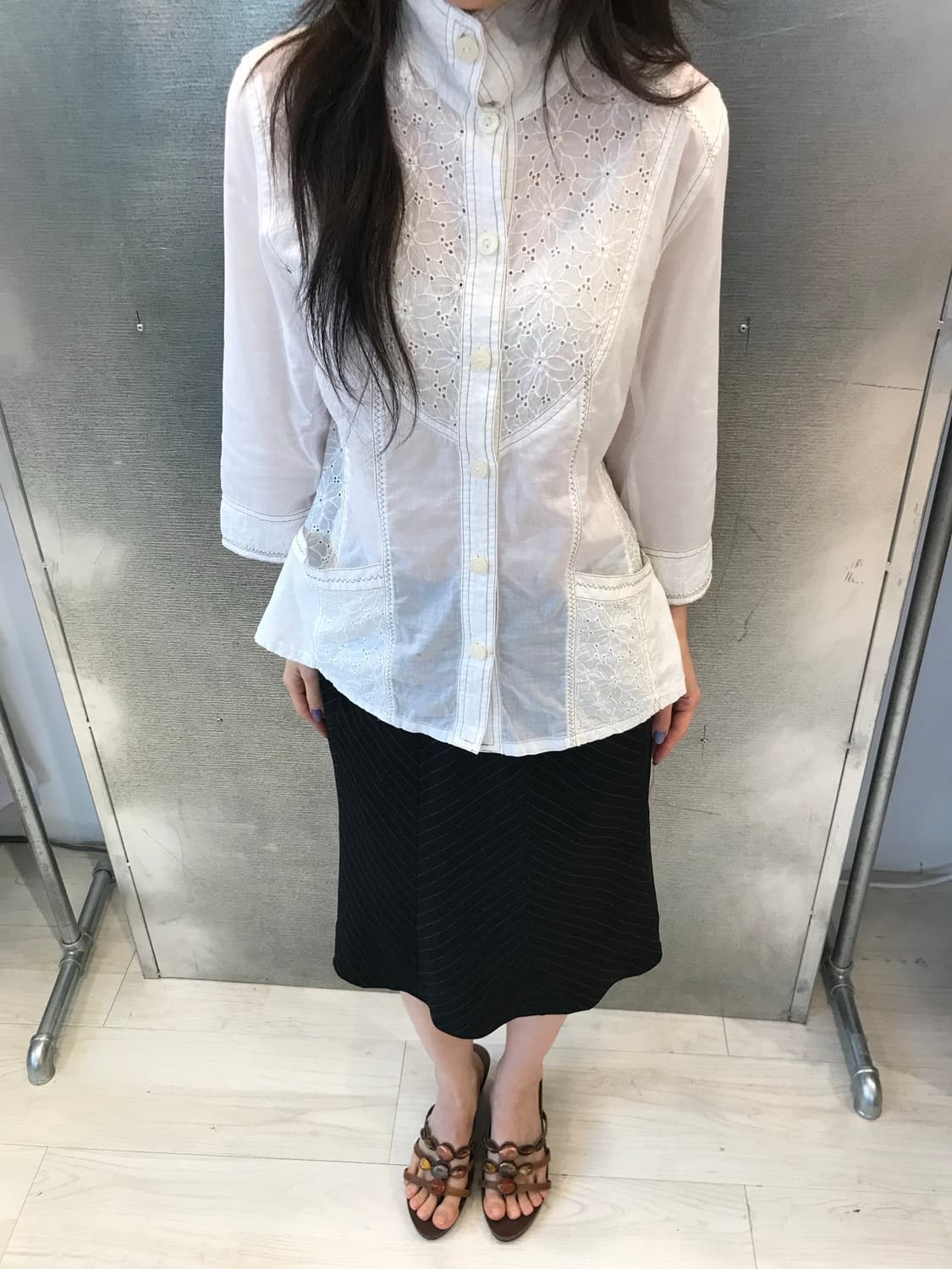 스티치 꽃무늬 블라우스  상품이미지2