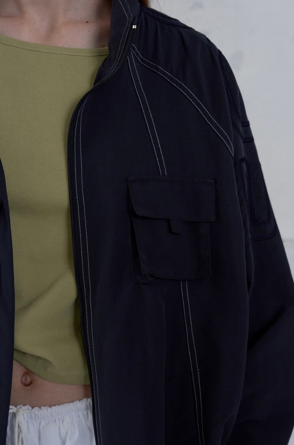 (새상품) foeto 포에토 나일론 점퍼 네이비 상품이미지7