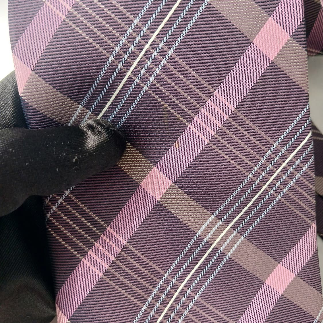 아쿠아스큐텀 실크 핑크 체크 넥타이 9.5cm A등급 E963
 상품이미지9