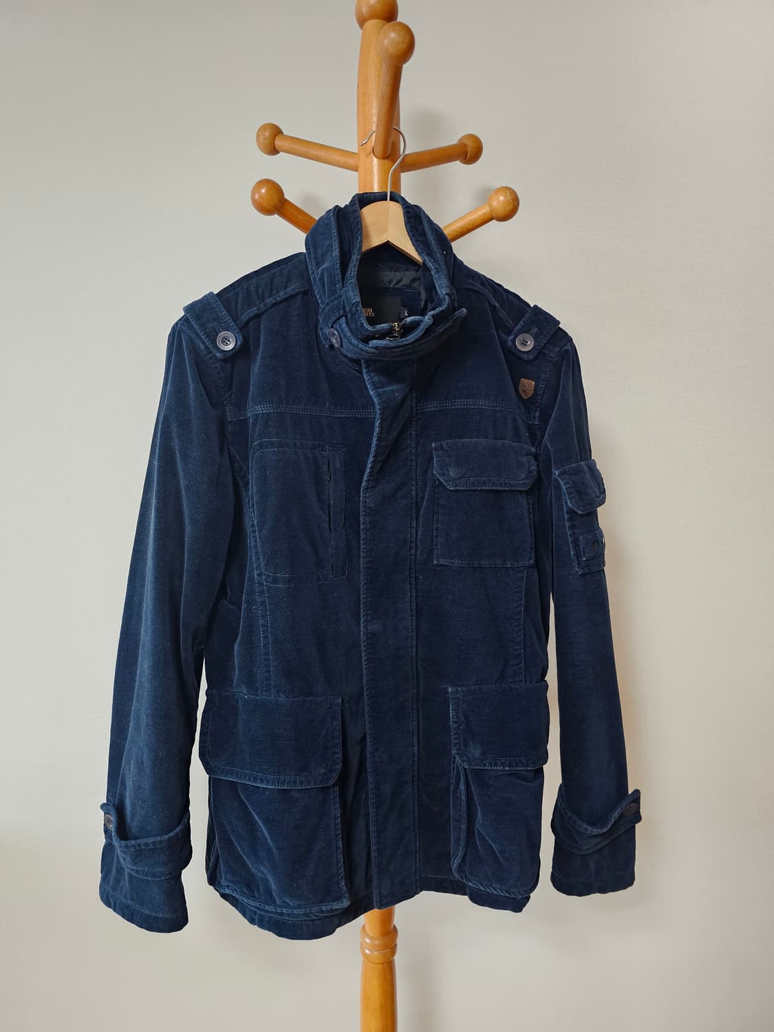 [BRITISH KNIGHTS 멋스러운 네이비 벨벳 코듀로이 사파리 자켓 상품이미지3