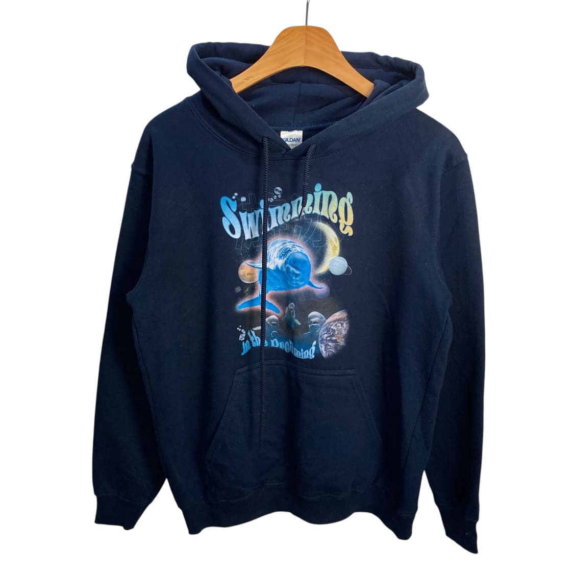 길단 네이비 프린팅 후드 상품이미지2