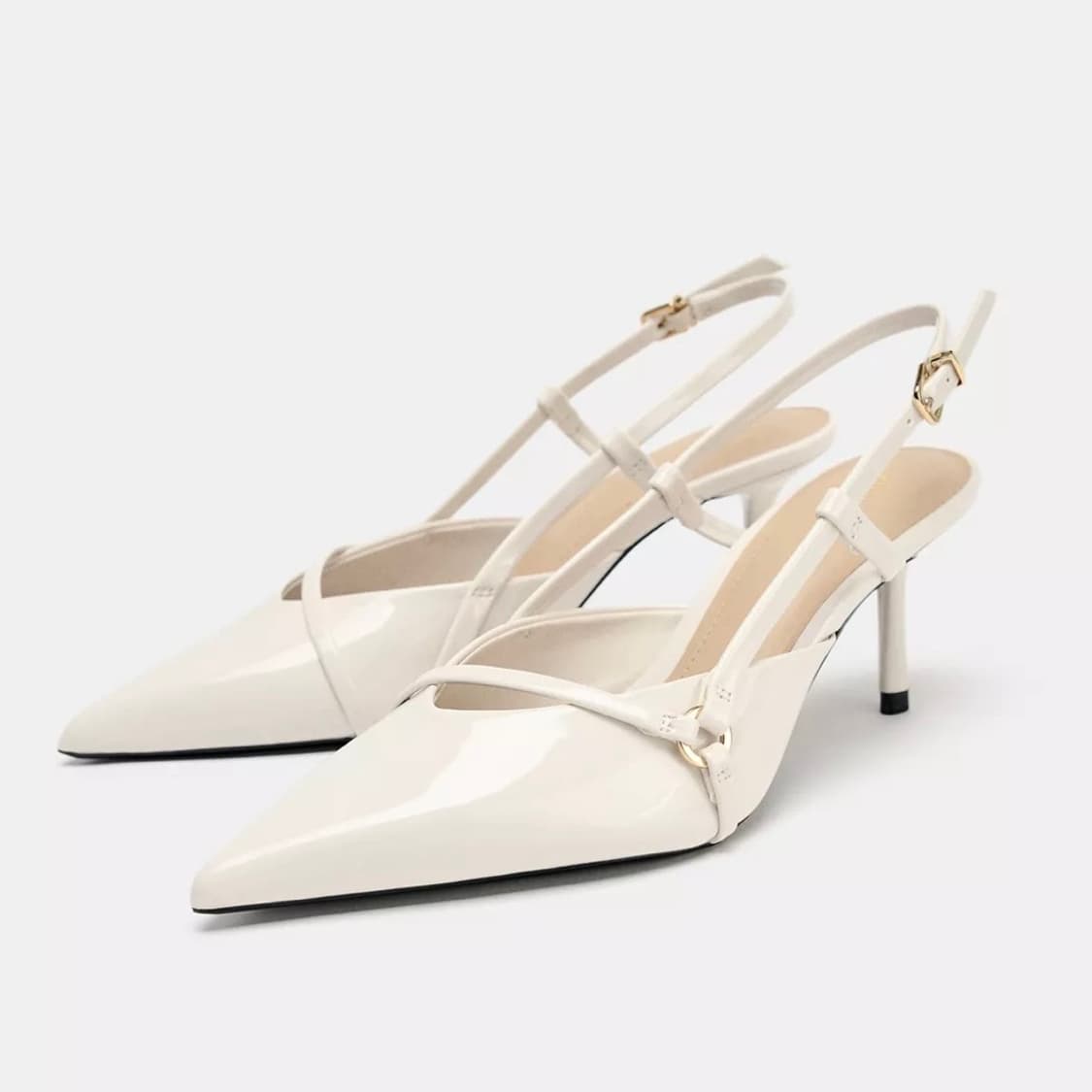 자라 아이보리 스트랩 슬링백 버클 힐 36 상품이미지2