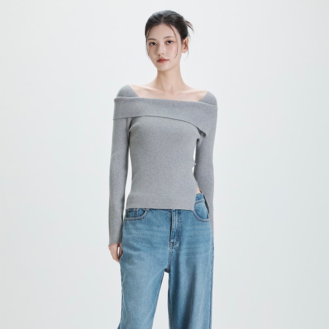 미쏘 버튼업 언발숄더 풀오버 상품이미지2