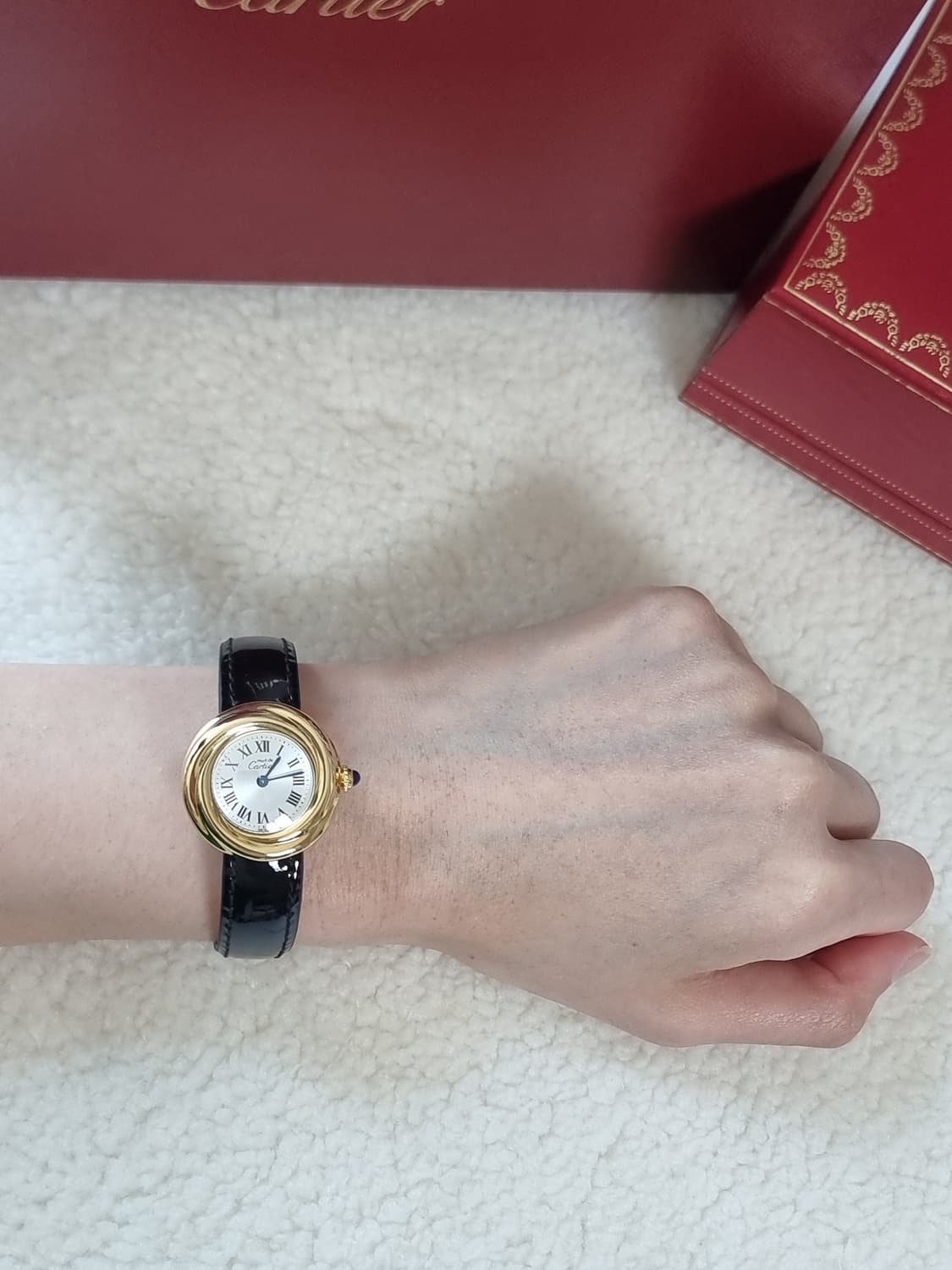 까르띠에 머스트 트리니티 선레이 실버다이얼 디버클 여성시계 99년 상품이미지7