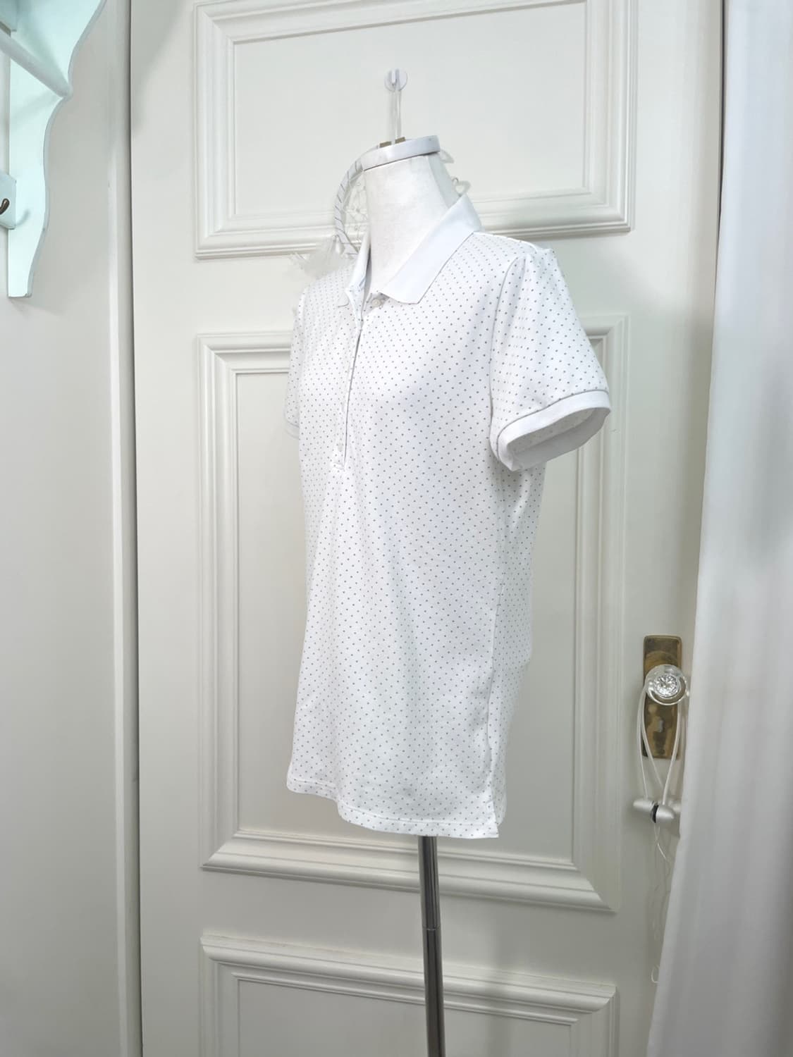 white gray dot pk top(size-XL) 상품이미지2