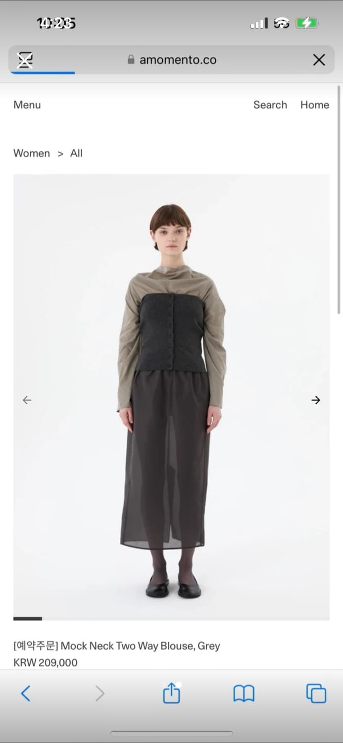 아모멘토 Mock Neck Two Way 블라우스 회색 새상품 상품이미지2