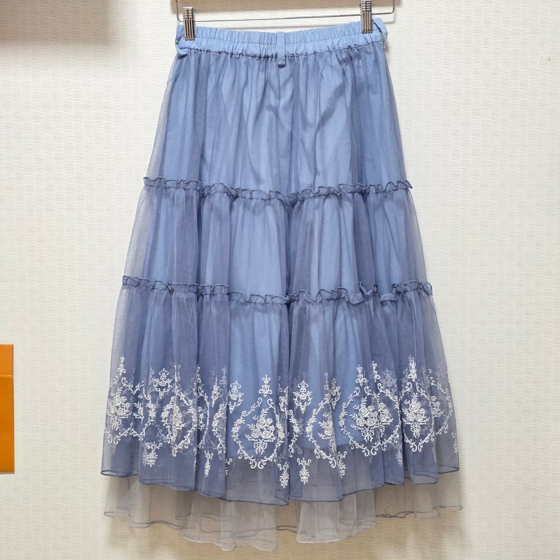 엑시즈팜)히메갸루 로리타양산형블루 캉캉 샤 레이스 시스루 로맨틱 롱스커트 상품이미지3