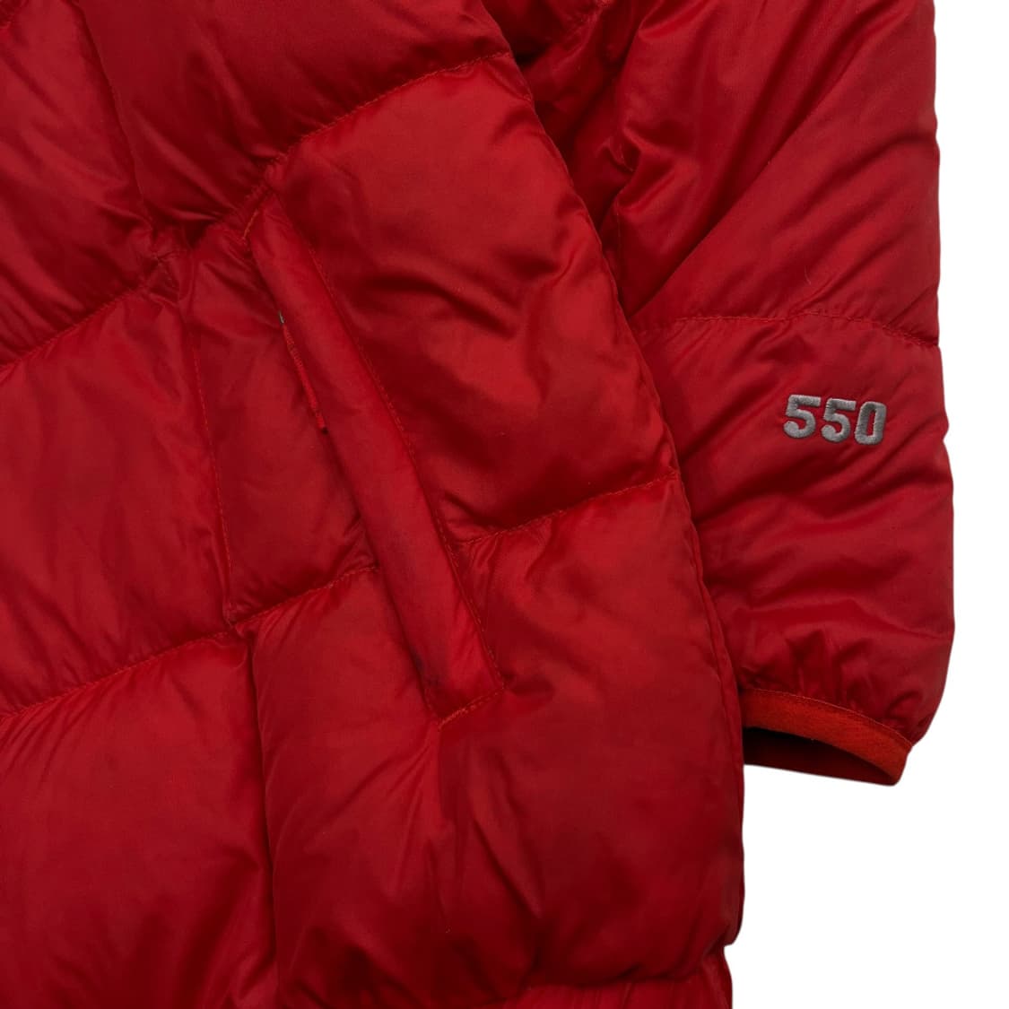 노스페이스 550 체크패턴 리버시블 오렌지 후드패딩 XL 상품이미지8