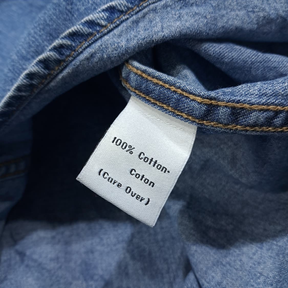 CL394 L 캘빈클라인 90s 홍콩판 코튼 미디엄블루 데님셔츠 남방 상품이미지6