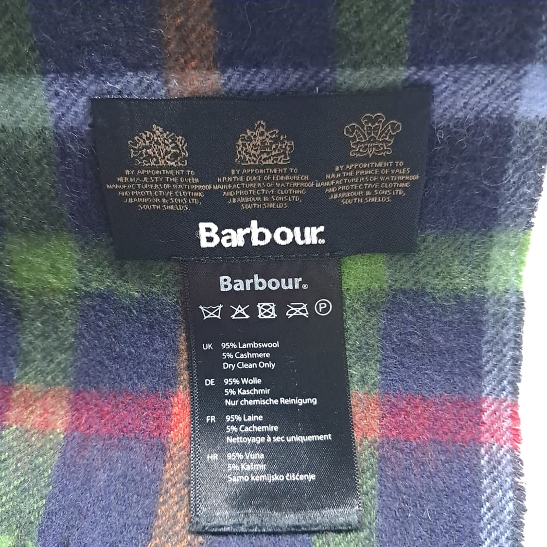 MX532 바버 00s 울캐시미어 타탄체크 네이비 머플러목도리 상품이미지4