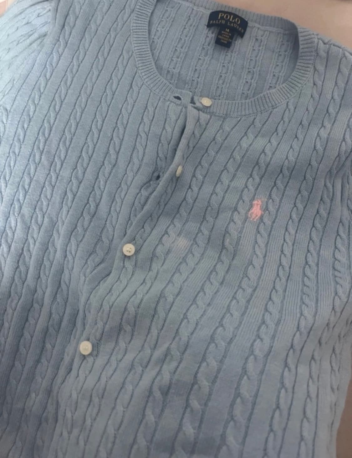 폴로 소라색 가디건 M 상품이미지1