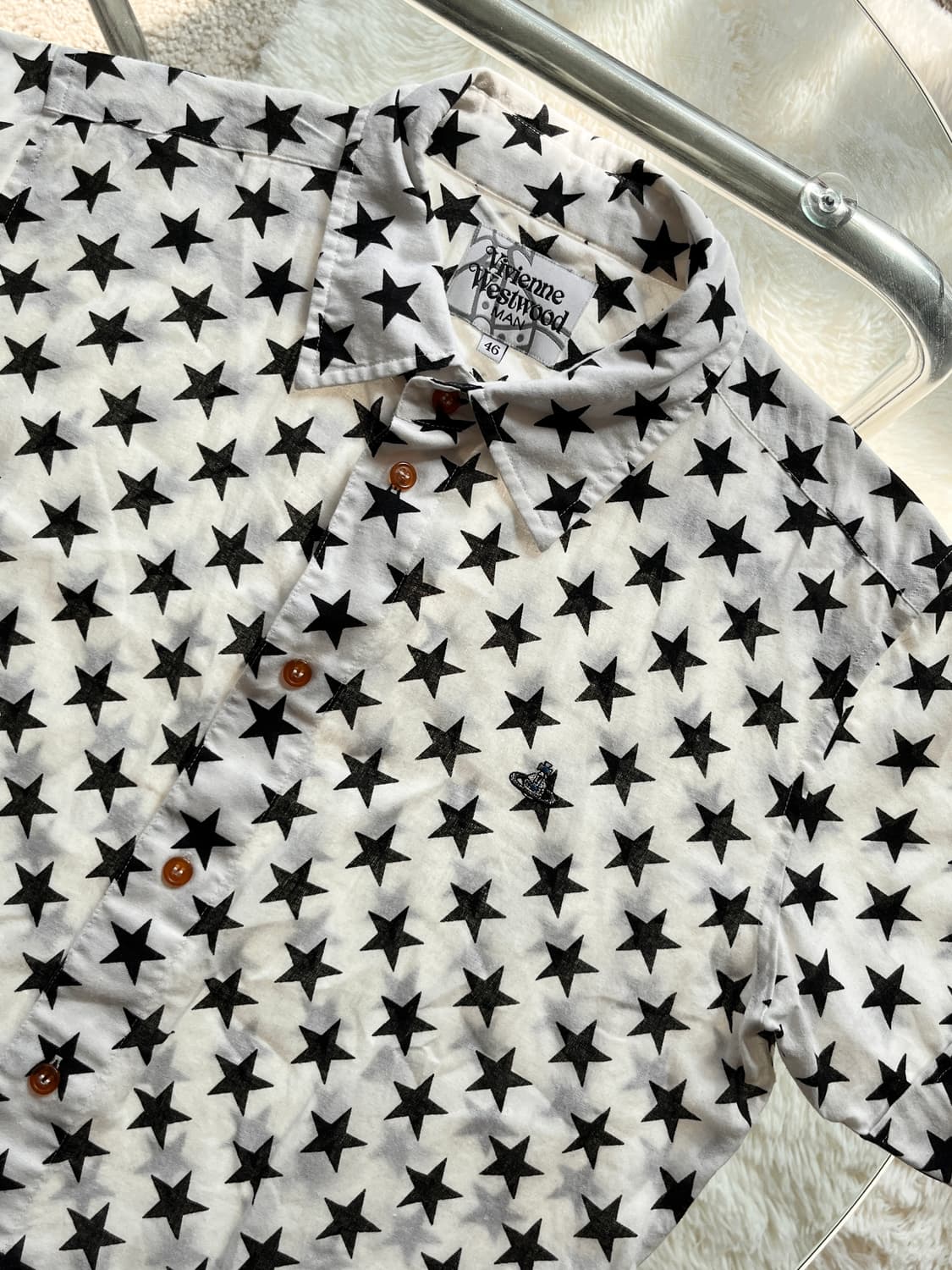 비비안 웨스트우드 반짝반짝 오브 로고 자수 스타 패턴 반팔 셔츠 상품이미지6
