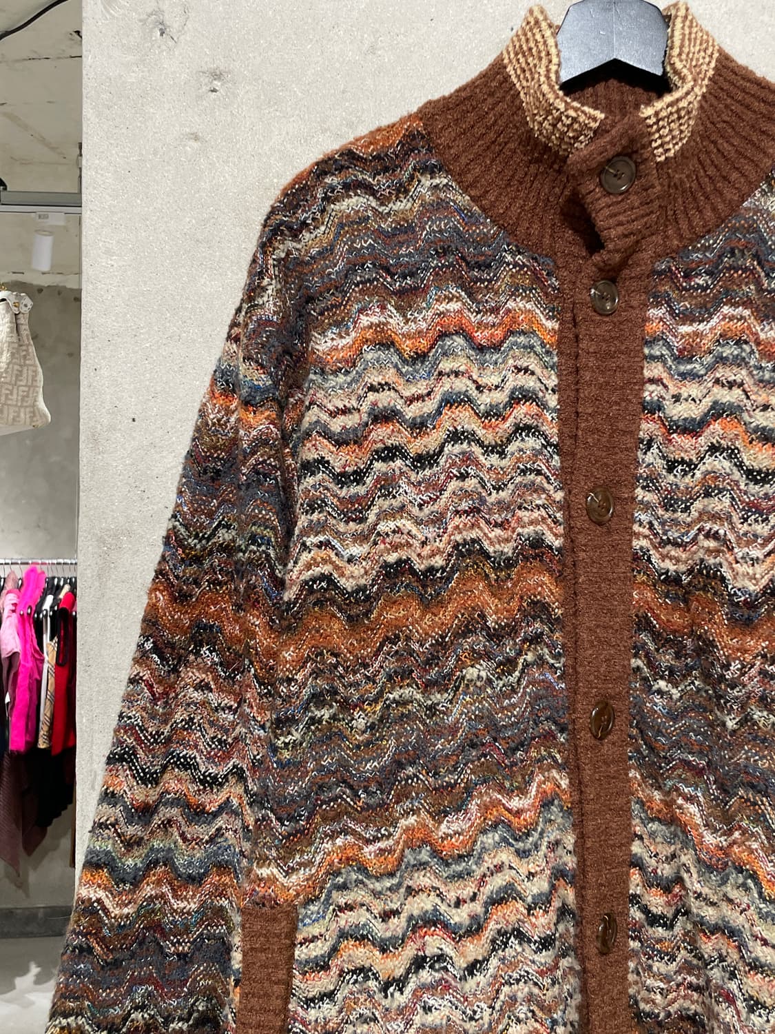 카페르도니 브라운 지그재그 폴라넥 버튼 울 자켓 상품이미지2