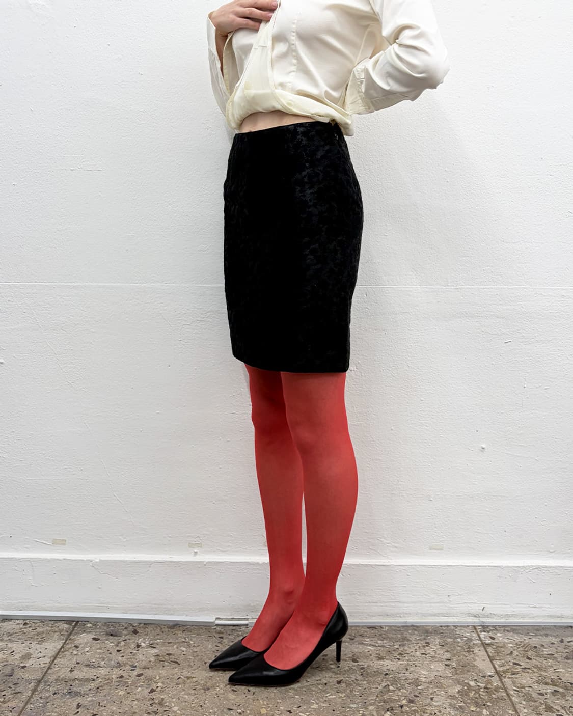 빈티지 자카드 미디 스커트 상품이미지3