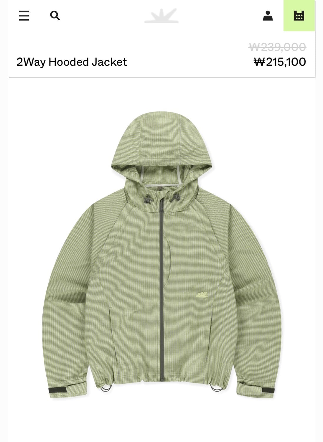 구해요) sunlove 2Way Hooded Jacket lime S 상품이미지1