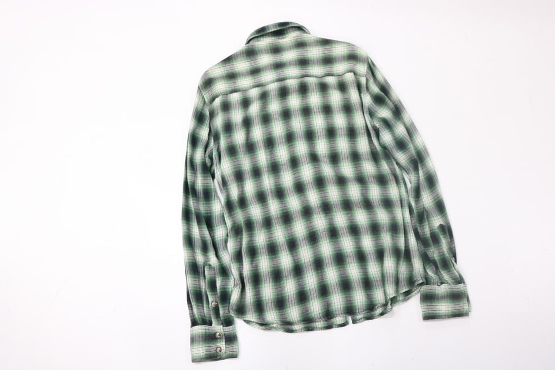 크레바 가먼츠 빈티지 그린 옴브레 체크 지퍼 웨스턴 셔츠 (L) 상품이미지7