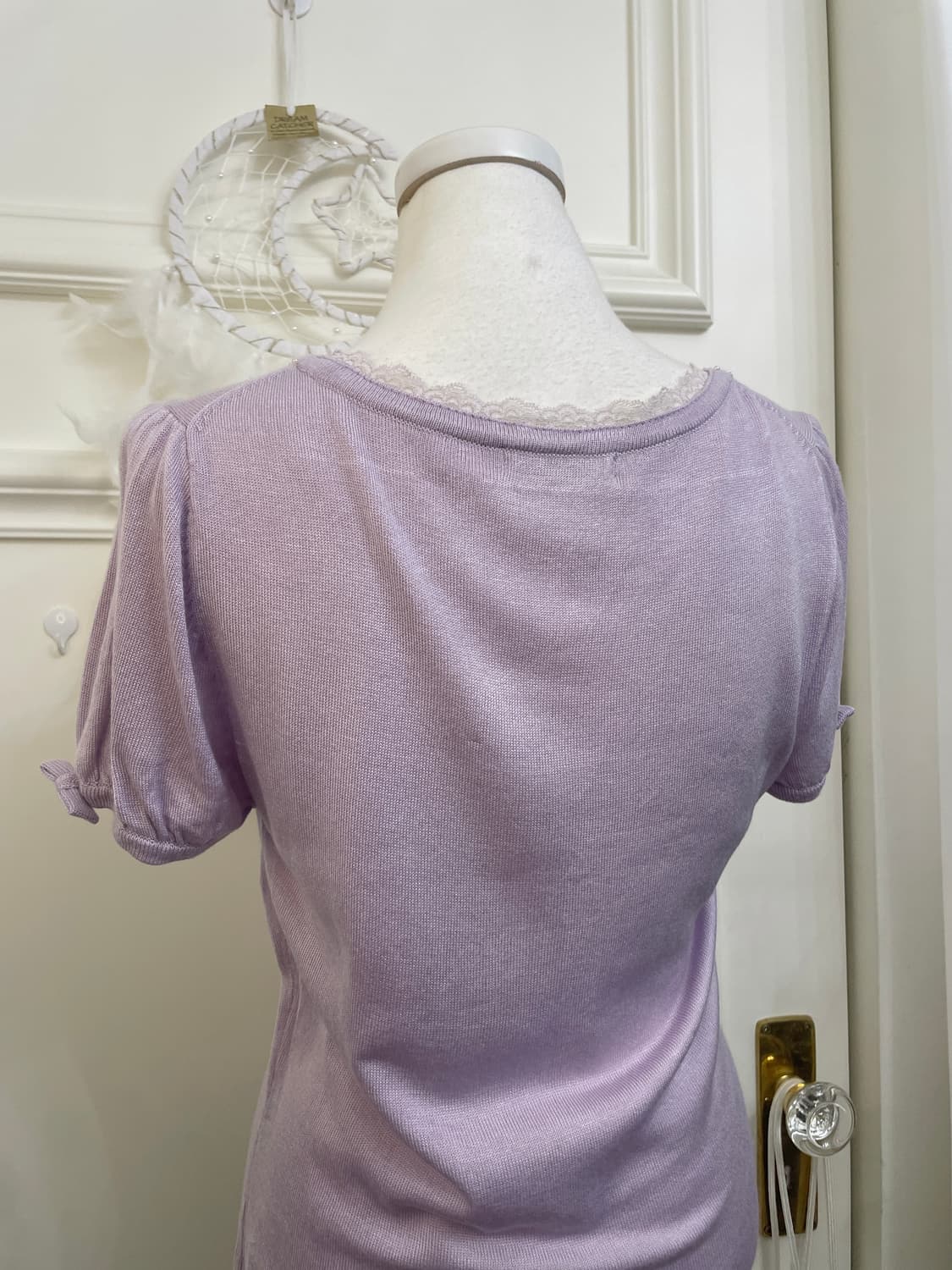 lavender lace bow point knit top(size-M) 상품이미지4
