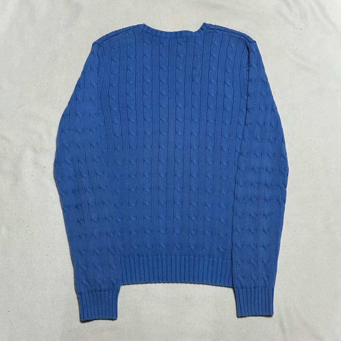 L 폴로랄프로렌 여성용 블루 브이넥 케이블 니트  상품이미지3