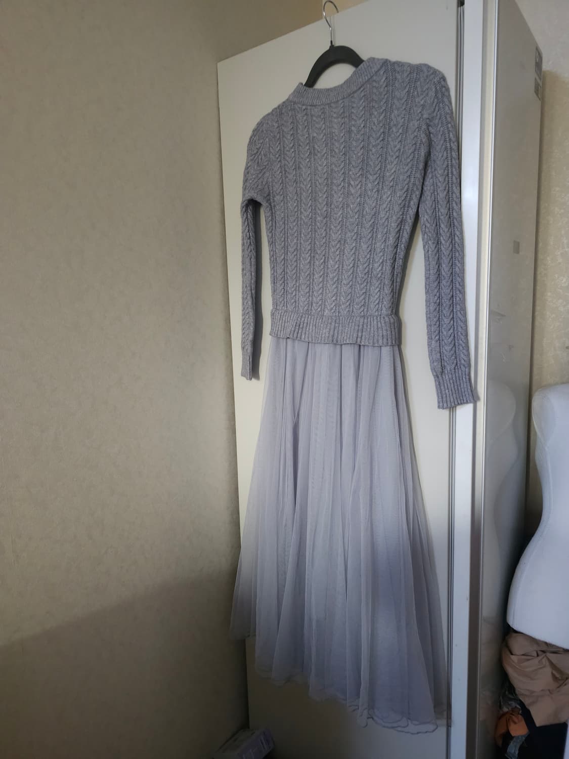 니트 샤 원피스 그레이 상품이미지5
