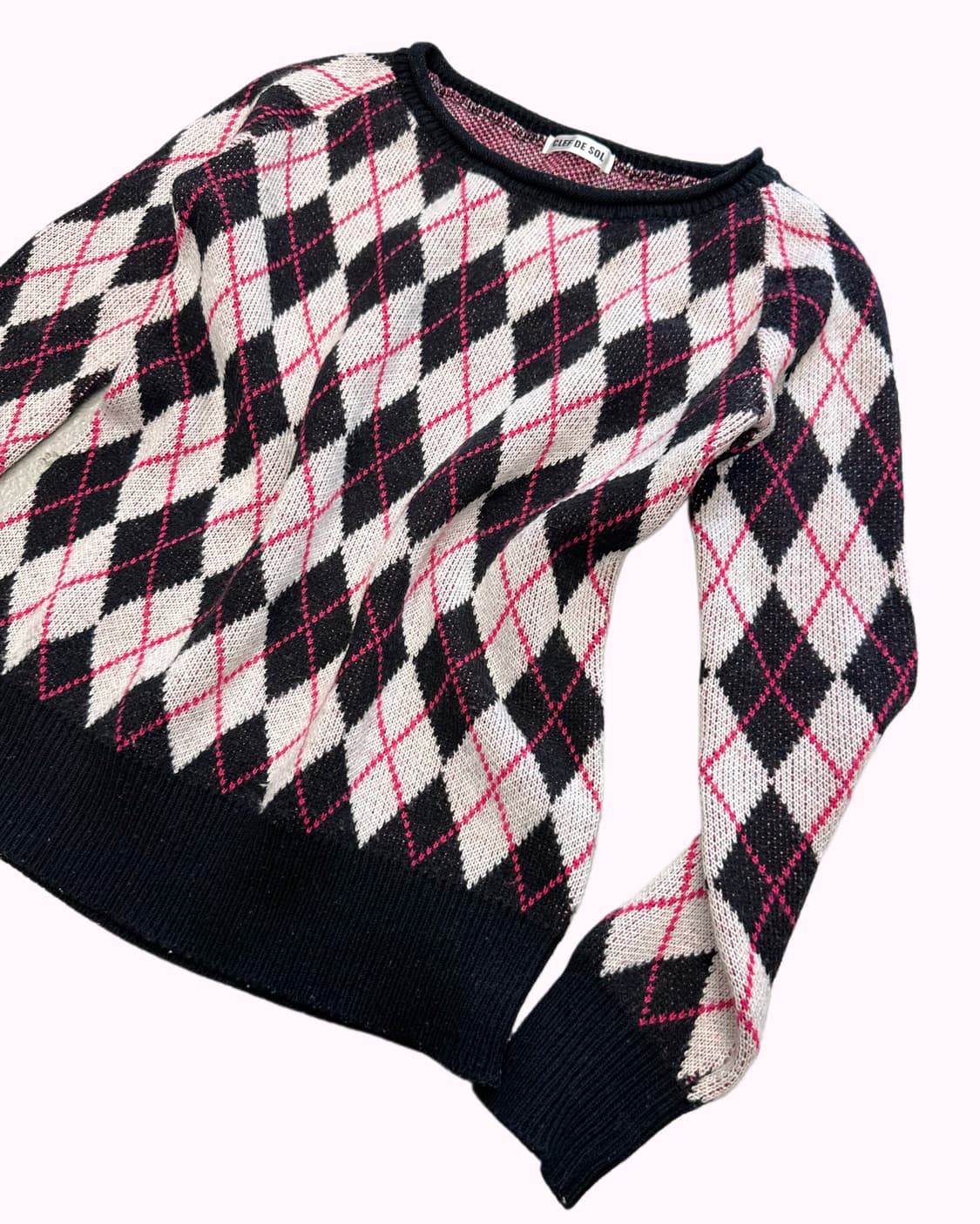 pink argyle pattern knit 상품이미지2