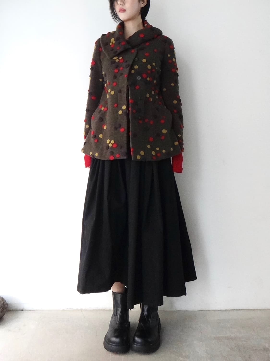 Pom pom trimming coat / khaki 상품이미지6