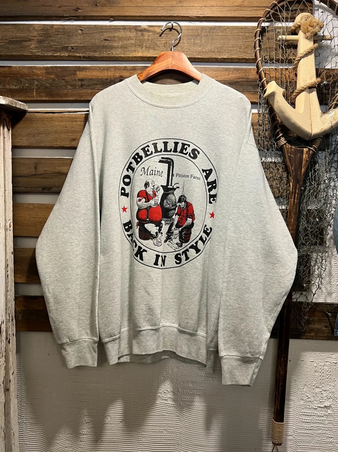 [L]90's USA Made POTBELLIES 프린팅 멜란지 스웻셔츠 상품이미지1