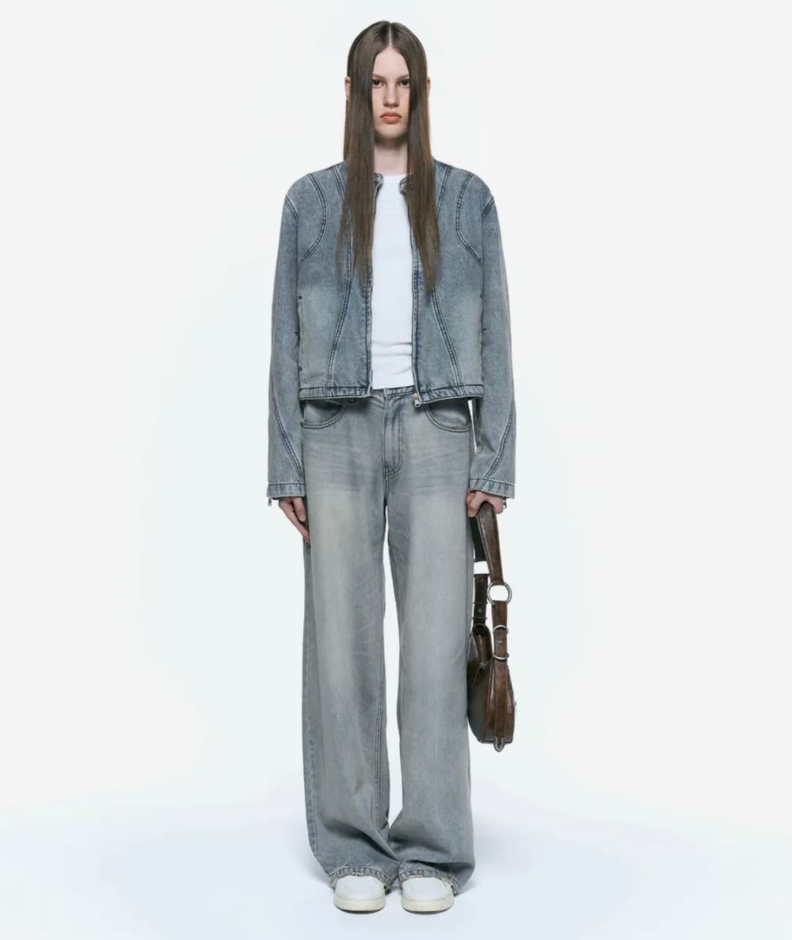 인사일런스 우먼 로우 웨이스트 와이드 진 2 WASHED BLUE 상품이미지2