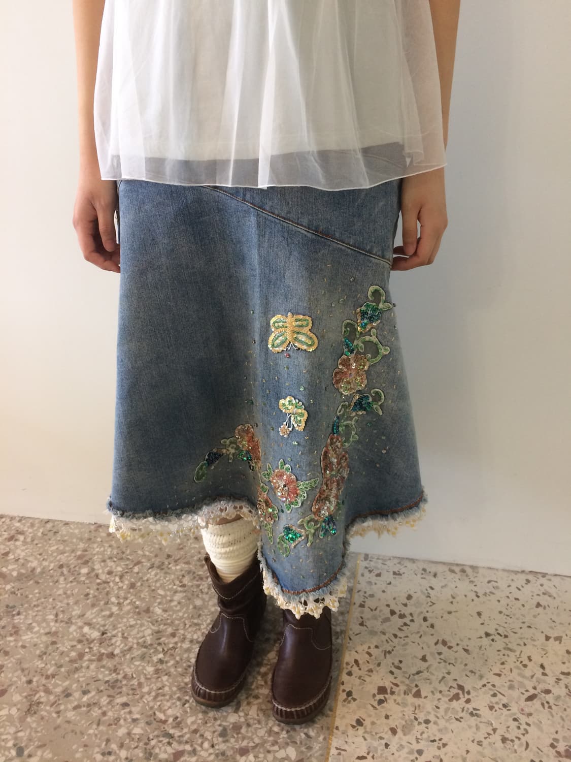 그런지 페어리 핀터레스트 스팽글 데님 스커트 상품이미지1