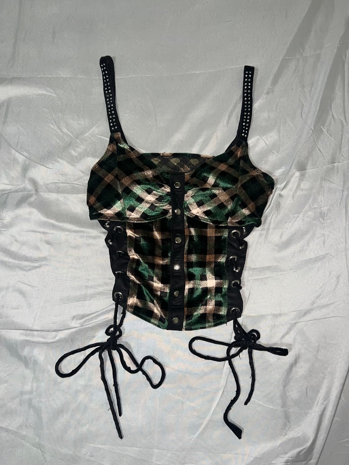 ✨vintage punk velvet sleeveless 아일렛 체크✨ 상품이미지3