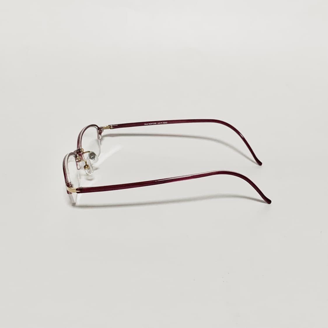 974 데드스탁 스퀘어 클리어 버건디 반무테 초경량 빈티지안경 상품이미지3