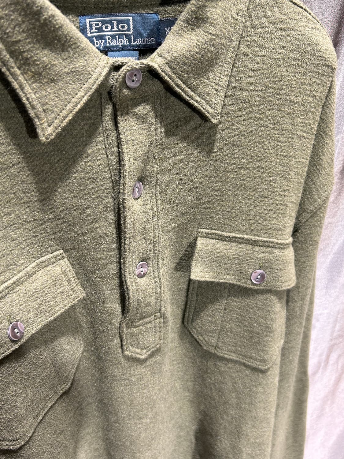 XL 폴로랄프로렌 투포켓 코튼 카키 롱슬리브 상품이미지4